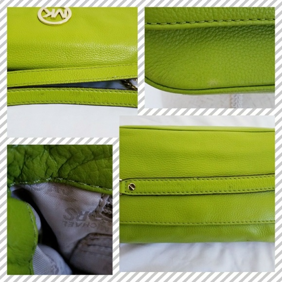 Michael Kors Fulton Lime Green Purse Bag Satchel - Picture 8 of 8